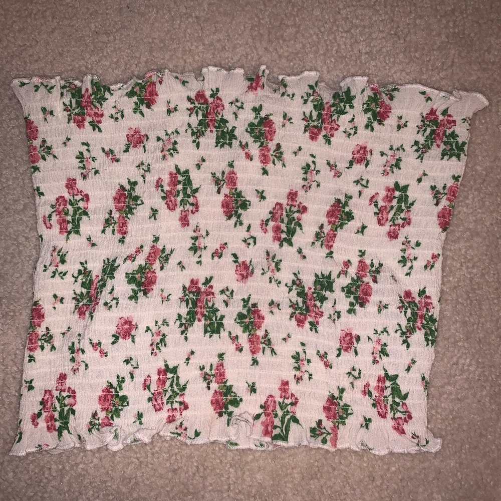 White Floral Tube Top